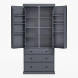 [Assembly Video Provided]TOPMAX 77inch Farmhouse Kitchen Pantry, Freestanding Tall Cupboard Storage Cabinet with 3 Adjustable Shelves, 8 Door Shelves, 3 Drawers for Kitchen, Dining Room, Gray