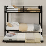 Heavy-duty Sturdy Meta Twin over Twin Bunk Bed/l/ Noise Reduced/ Safety Guardrail/No Box Spring Needed,Black