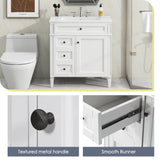 30'' Bathroom Vanity with Top Sink, Modern Bathroom Storage Cabinet with 2 Drawers and a Tip-out Drawer, Single Sink Bathroom Vanity