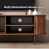 TV Stand, 55" Modern TV Console Table with Storage Compartment and Sliding Door, Gaming Entertainment Center with Cabinet for Living Room, Bedroom, Office (Walnut)
