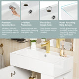21.6" White Bathroom vanity, Combo Cabinet, Bathroom Storage Cabinet, Single Ceramic Sink, Right Side Storage