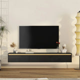Floating TV Stand, Wall Mounted TV Shelf with Led Lights & Power OutletTV Cabinet for Black tv Stands for Living Room