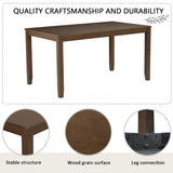 6-Piece Dining Table Set with Bench and Chairs, Wooden dining table set for 6 people, Farmhouse Rustic Style 6 Person Dining Table Set for Dining Room, Kitchen, Dark Walnut