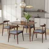 [Video] Set of 2 Rubberwood Dining Chairs with Ergonomic Backrest & Comfort Cushions, Walnut+Light Gray (same sku: 59296.00FDBEI)