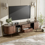 Mid-Century Modern TV Stand for 80" TV, Entertainment Center with Storage for Living Room, Bedroom, Media Console Table with 2 Drawers