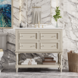 36" Bathroom Vanity Cabinet with Sink Combo Set, Undermount Ceramic Sink, Free Standing Vanity Set with 4 Drawers, Solid Wood Frame Bathroom Cabinet, Black