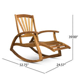 Outdoor Acacia wood Rocking Chair with Retractable foot panel,Rocker Patio Rocking Chair for Porch, Patio, Balcony,