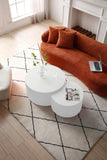 White Nesting table set of 2, Handcraft Relief MDF Coffee Table for Living Room/Office/Leisure Area(Same Sku:W876P271185)