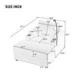 41.7" Modern Style Single Sofa Sofa Couch with Storage Space, A Movable Ottoman, Two USB Ports, Two Cup Holders, A Phone Holder for Living Room, Green