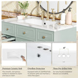36" Bathroom Vanity with Ceramic Sink, Green, Solid Wood Frame, Soft Close Doors, Adjustable Shelves, 3 Drawers ,Including Double-Depth Drawer for Hairdryer Storage(Old sku:SV000003AAG-1)