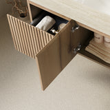48" MURI White Oak Woodgrain Plywood Cabinet with Double Doors and One Drawer, NO Basin and Top, NO Faucet and Sink Cover