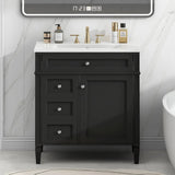 30'' Bathroom Vanity with Top Sink, Modern Bathroom Storage Cabinet with 2 Drawers and a Tip-out Drawer, Single Sink Bathroom Vanity