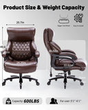 600LBS Large Heavy Duty Office Chair,Big and Tall Office Chair for Heavy People, High Back Executive Desk Chair with Pocket Spring Cushion, Desk Chair with Quiet Rubber Wheel