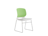 Modern stackable chair set of 4, with color combination of white and green, polypropylene seats and fiberglass reinforced backs, dimensions 18.9 x 19.7 x 34.45 inches