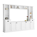 Minimalist Entertainment Wall Unit Set with Bridge for TVs Up to 75'', Ample Storage Space TV Stand with Adjustable Shelves, Modernist Large Media Console for Living Room, White (OLD SKU: SD000031AAK)