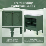 30" Bathroom Vanity with Sink, Two Doors with Shelf, Soft Close Door Hinges, Vintage Style, Green