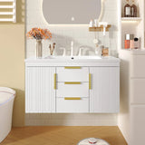 36'' Wall Mounted Bathroom Vanity with Resin Sink, Floating Bathroom Storage Cabinet with 2 Drawers, Solid Wood Bathroom Cabinet (Same as N710S236003B)