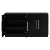 TREXM Sideboard Buffet Cabinet with Storage, Buffet Cabinet with Adjustable Shelves and Silver Handles Sideboard Cabinet for Kitchen, Dining Room, Living Room, Black