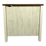 Farmhouse End Table with Charging Station,Night Stand with Barn Door and Drawer, Storage for Bedroom Living Room ,Bedside Table,  Bedside Table Brown+white color