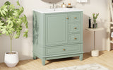 30" Bathroom Vanity with Sink, One Door with Shelf and Three Drawers, Soft Close Door, Black