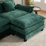 Cloud Sofa Single Seat (Ottoman is not included), Modern Sectional Couch, for Living Room Bedroom and Apartment, Comfy Double Layer Upholstered Seat Cushion, Breathable Chenille Fabric, Green,SW5041GN