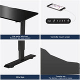 55"×24" Black Electric Standing Desk Height Adjustable Desk for Home and Office Computer Table Gaming Desk Modern Lift-up Desk