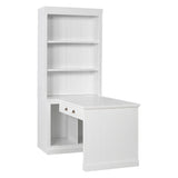 83.4"Tall Bookshelf with Writing Desk, Modern Bookcase with Study Desk, Workstation with Storage Shelf,Storage Bookcase with Open Shelves and LED Lighting for Living Room,Home Office,White