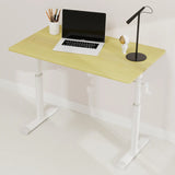 Adjustable study desk suitable for children and adults, height-adjustable, multifunctional home office desk, compact design, desktop dimensions: 60cm × 100cm, white frame with natural wood-colored tab