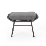 Montana Faux Rattan Outdoor Patio Ottoman with Cushion (Set of 2)