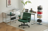 Modern Linen Blue Criss Cross Armrest Office Chair - Product Details