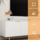 White Modern TV Stand Fluted 68" t, Entertainment Center with Storage Doors, TV Console Media Cabinet,  for 55+ Inch TV, Living Room