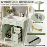30" Bathroom Vanity with Ceramic Sink, Modern Storage Cabinet with Soft-Close Doors, Deep Drawer & Standard Drawer, Stylish Bath Vanity for Small Bathrooms