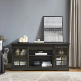 Multipurpose Sliding Door TV Stand Large Storage Cabinet with 2 Sliding Fluted Glass Tempered Doors, TV Up to 65'', TV Desk Storage Rack, Charcoal GREY, 59.13"W*15.94"D*27.8"H