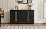 TREXM Sideboard Buffet Cabinet with Storage, Wood Sideboard with Adjustable Shelves and Gold Handles for Kitchen, Dining Room and Living Room (Black)