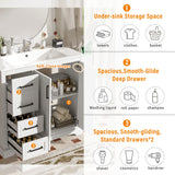 36" Modern Bathroom Vanity with Ceramic Sink, Soft-Close Door, Adjustable Shelf & 3 Drawers, Ample Storage, Elegant Design for Medium to Small Bathrooms