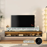 Floating TV Stand, Wall Mounted TV Shelf with Led Lights & Power OutletTV Cabinet for Black tv Stands for Living Room