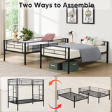 Twin Over Twin  Metal  Bunk Bed with trundle  Black