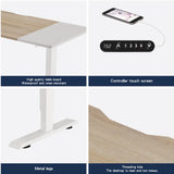 55"×24" White&Oak Electric Standing Desk Height Adjustable Desk for Home and Office Computer Table Gaming Desk Modern Lift-up Desk