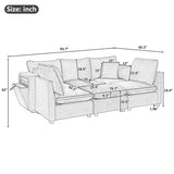 Modern Sectional Sofa Modular Sofa 93.7" U-shaped Sofa Couch Sofa Bed L-shaped Sofa with a Movable Ottoman, Storage Armrests and USB Ports, Beige