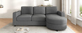 Modern Sectional Sofa 84.6" L-shaped Sofa Couch with a Curved Chaise Lounge, USB Ports and Side Storage Pockets for Living Room, Blue