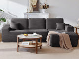 104" Cloud Sectional Sofa with L-Shape Chaise and Side Pockets , Modern Modular Design, Deep Seating, Upholstered Couch for Living Room/Bedroom, No Assembly Required (Plush Fabric), Grey,Right