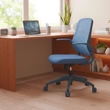 Ergonomic Color Office Chair 500lb (About 226.8kg), Home Office, Mesh Back, Integrated Molded Foam, Comfortable Sitting, Flipping Armrest, Fireproof, Rotating, Lifting Multifunctional Chair (Blue)