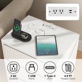 (Set of 2)End Table with Fast USB C Charging Station, Sofa Side Table with 3Drawers, Large Storage Modern Wood Storage Cabinet for Living Room,Bedroom,Office, White