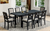 TOPMAX Rustic Extendable 84inch Dining Table Set with 24inch Removable Leaf , 6 Upholstered Armless Dining Chairs and 2 Padded Arm Chairs, 9 Pieces, Black