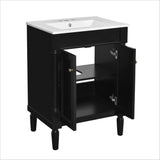 24'' Bathroom Vanity with Top Sink, 2-Tier Modern Bathroom Storage Cabinet, Single Sink Bathroom Vanity, Large Storage Shelves