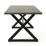 Rolando Outdoor Aluminum Dining Table with Steel Frame, Grey / Black