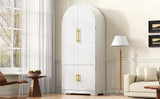 K&K 72" Tall Arched Kitchen Pantry Cabinet with 8 Door Shelves, Fluted Storage Cabinets with 3 Adjustable Shelves, Hidden Drawer, Versatile Cupboard for Kitchen, Dining & Bath Room, White
