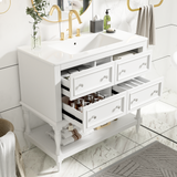 36" Bathroom Vanity Cabinet with Sink Combo Set, Undermount Ceramic Sink, Free Standing Vanity Set with 4 Drawers, Solid Wood Frame Bathroom Cabinet, Black