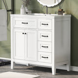 36" Bathroom Vanity with Sink Combo, White Bathroom Cabinet with Drawers, Solid Frame and MDF Board (Old Sku:JL000007AAK-6)
