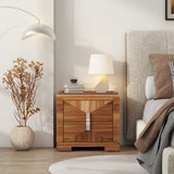 Mid-Century Modern Nightstand, 2 Drawers Wide Sofa Side Table,Wood Diamond Shaped End Table with Storage,Closet with Heavy Duty Base,Small Bedside Table for Bedroom,Living Room,Entrance, Light Brown